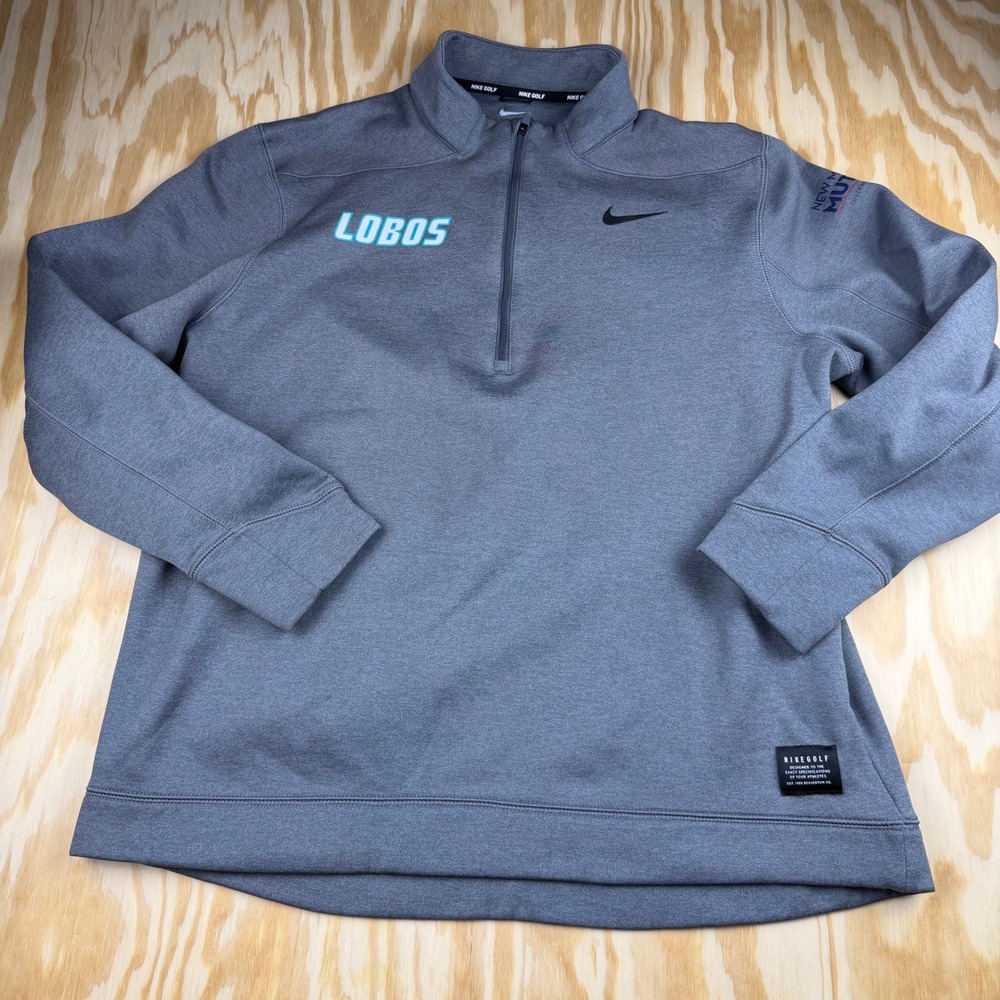 Nike Golf Mens Lobos UNM 1/4 Zip Pullover Grey Fleece Jacket 932350-021 L